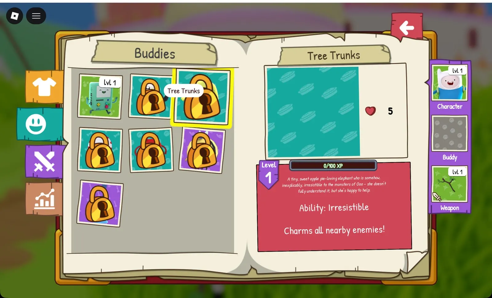 Adventure Time RPG Tree Trunks buddy: Irresistible ability